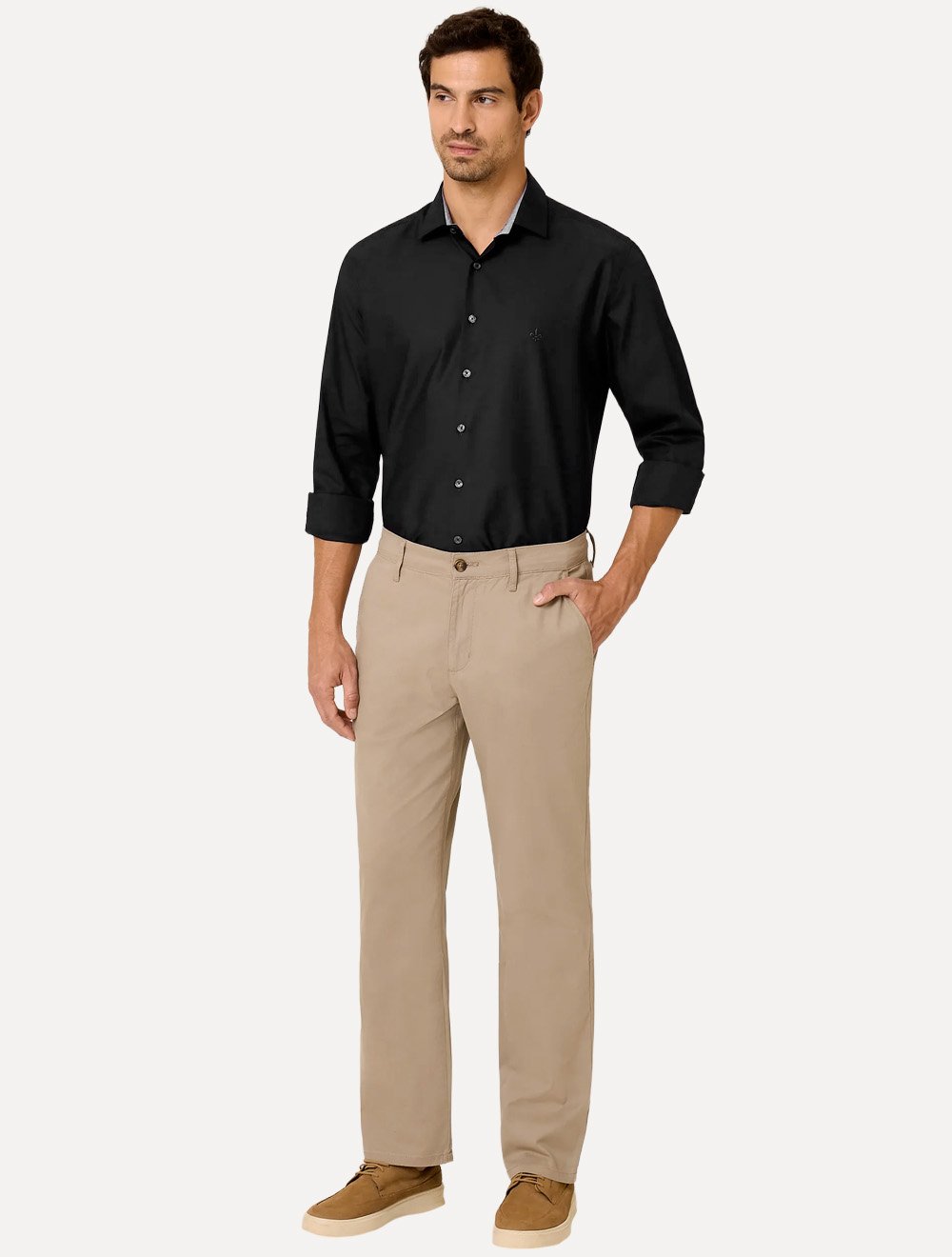Camisa Dudalina Masculina Comfort Superfine Cotton Mono Logo Preta
