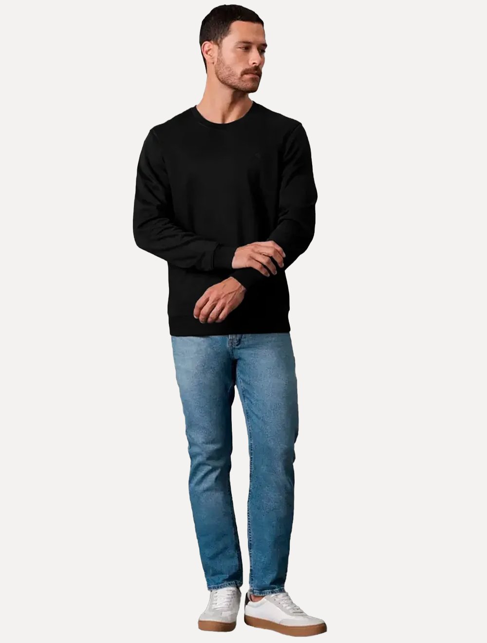 Moletom Calvin Klein Jeans Crewneck CK Logo Embroidered Preto