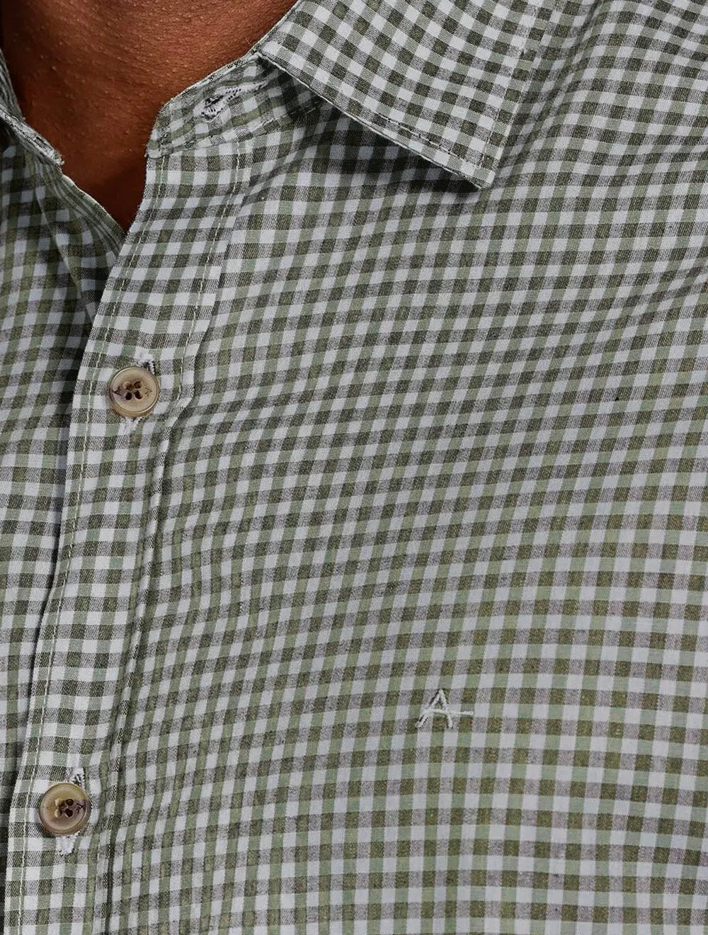 Camisa Aramis Masculina Manga Curta Regular Mini Xadrez Verde/Cinza