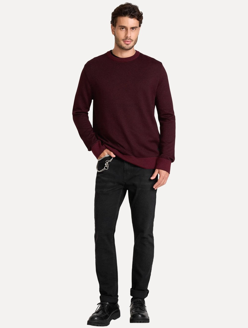 Suéter John John Masculino Regular Fit Tricot Smooth Vinho