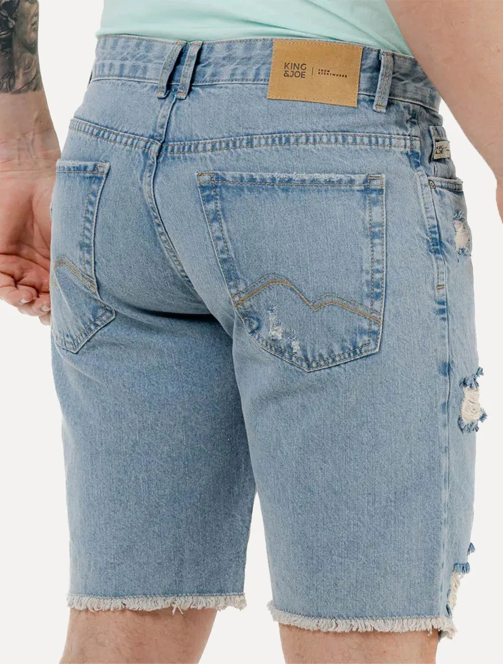 Bermuda King & Joe Jeans Masculina Slim Destroyed Blue Clara