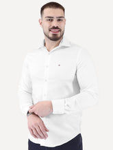 Camisa Tommy Hilfiger Masculina Slim TH Flex Twill Stretch Branco