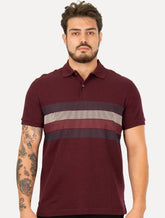 Polo Tommy Hilfiger Masculina Regular Shadow Global Stripe Bordô