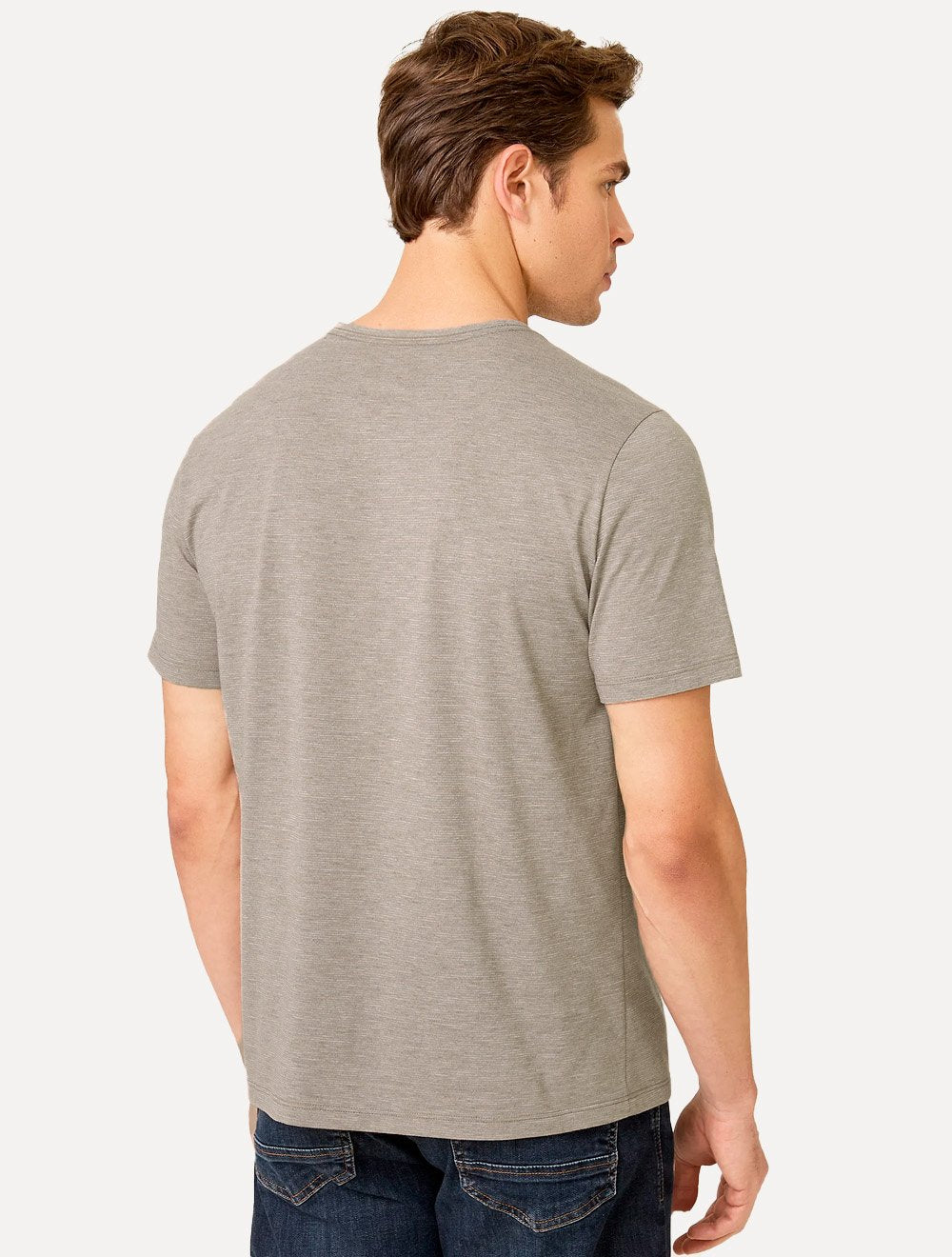 Kit Camisetas Dudalina Malha Cáqui Escuro Listrado e Branco