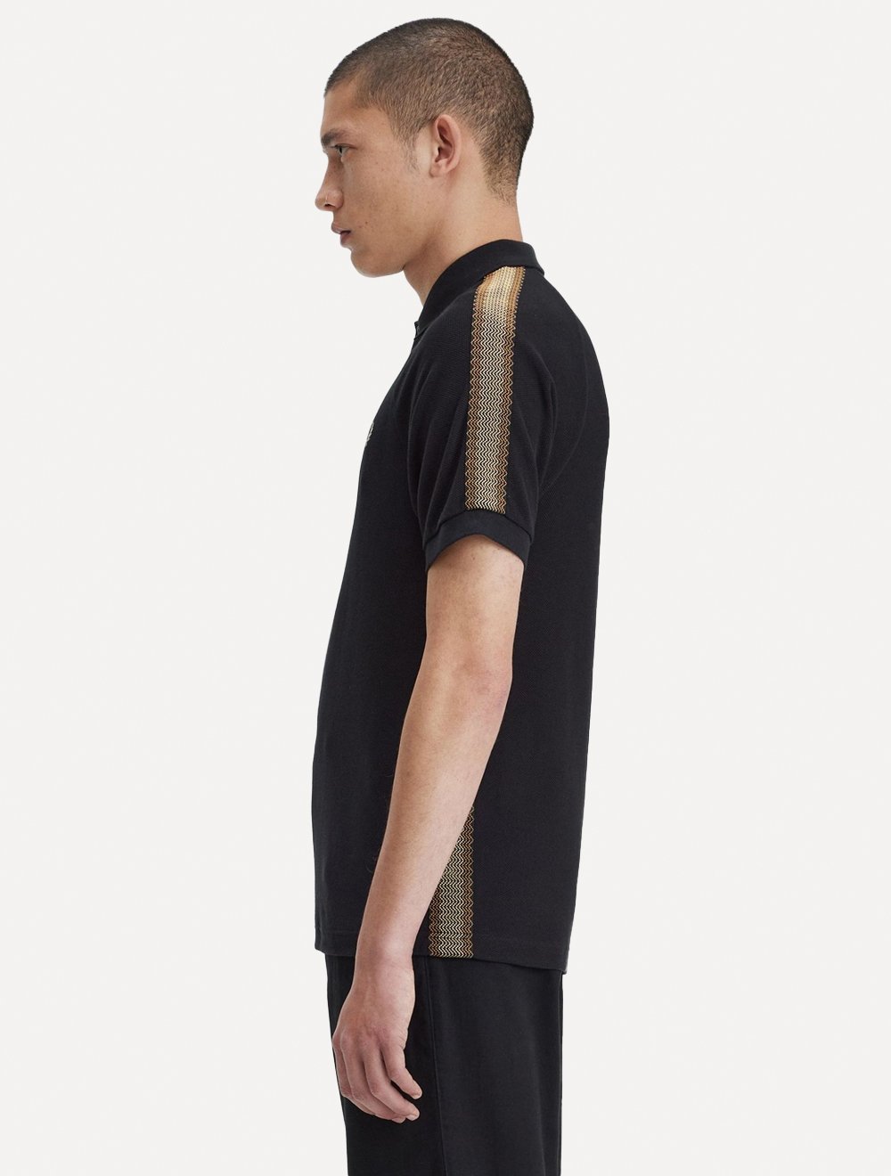 Polo Fred Perry Masculina Piquet Regular Honeycomb Taped Preta