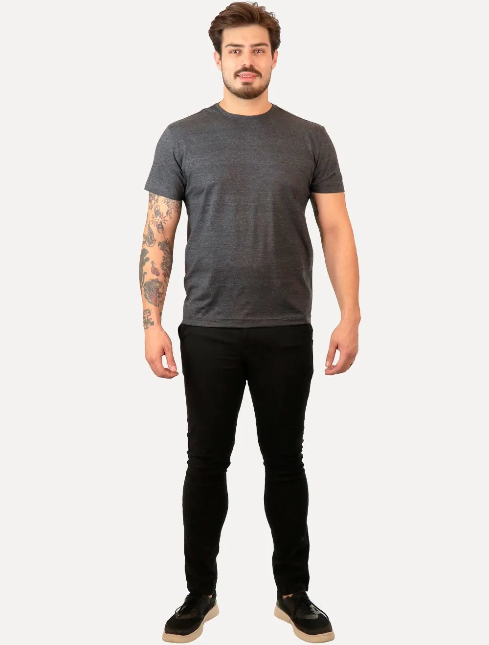 Camiseta Aramis Masculina Basic 3D Rubber Logo Grafite Mescla