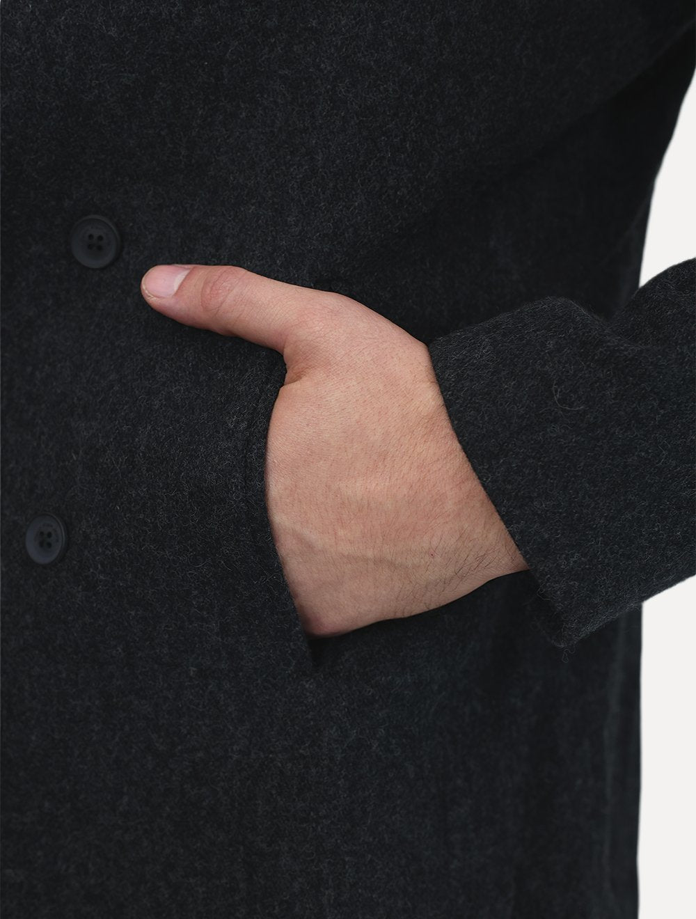 Casaco Calvin Klein Jeans Masculina Lã Liso Botões Preto