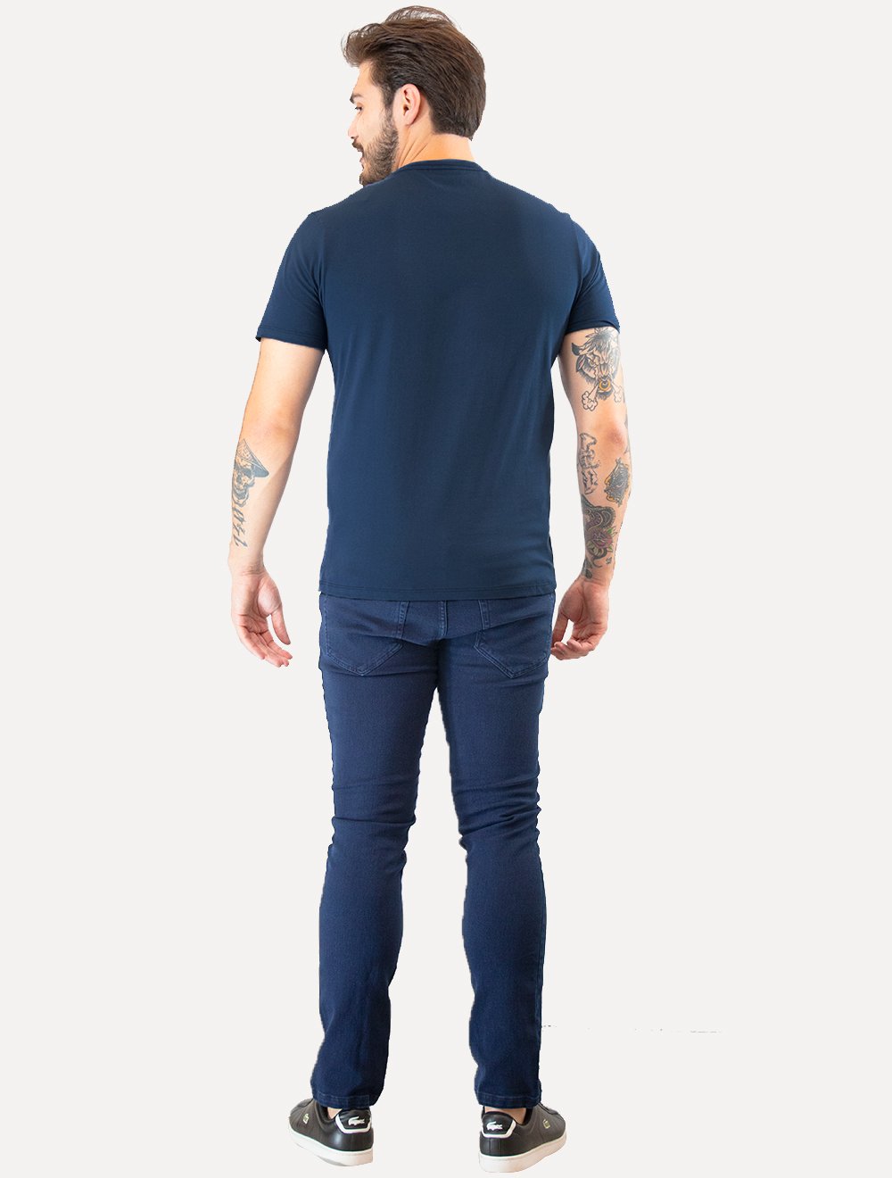 Camiseta Guess Masculina Los Angeles Cursive Relevo Azul Escuro