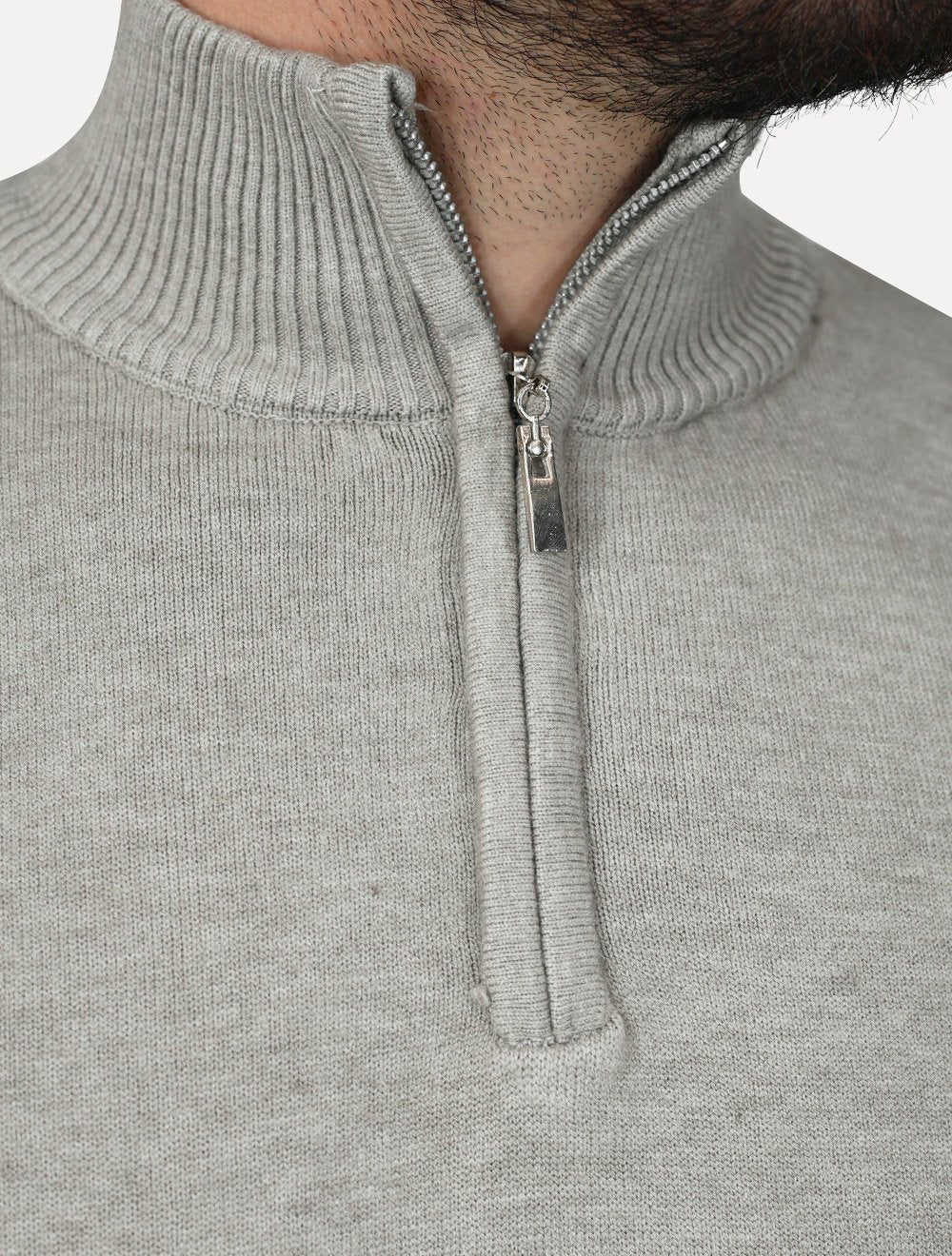 Suéter Dixen Masculino Tricot Half-Zip Gola Alta Areia