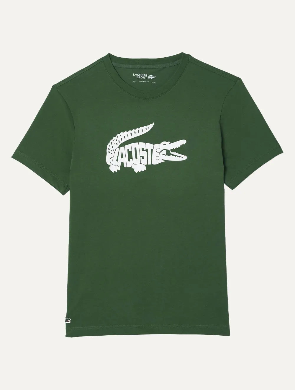 Camiseta Lacoste Masculina Regular Sport Dry Print Logo Verde Escuro