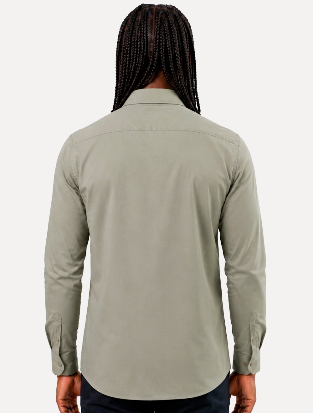 Camisa Aramis Masculina Slim Tricoline Liso Stretch Cáqui Escuro