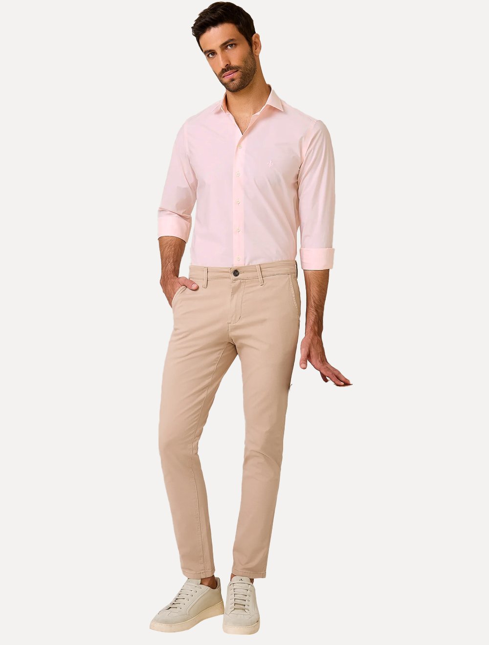 Camisa Dudalina Masculina Comfort Tricoline Lisa Rosa