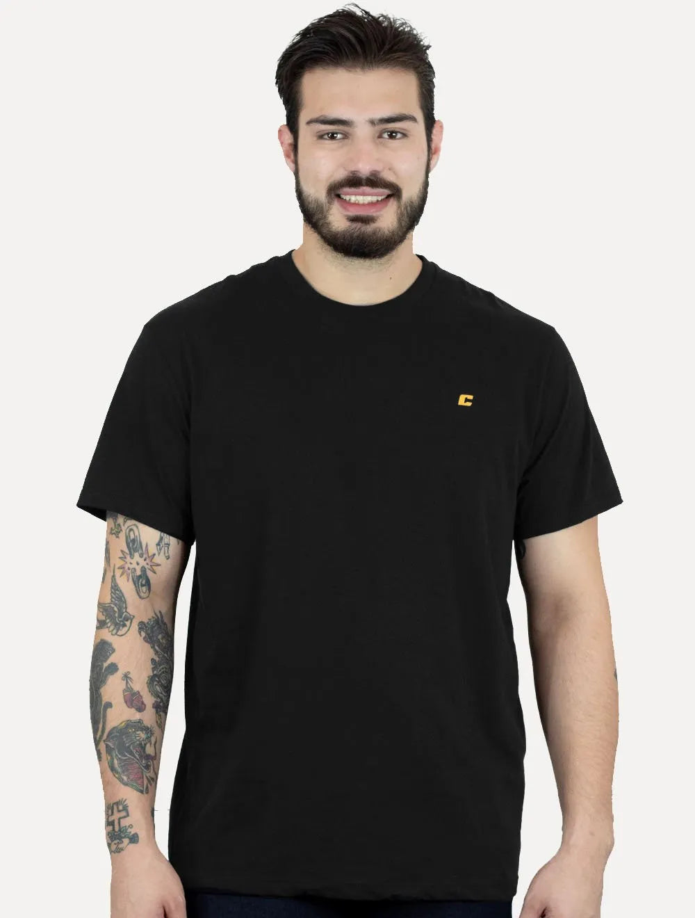 Camiseta Colcci Masculina Basica Logo Minimalista Preta