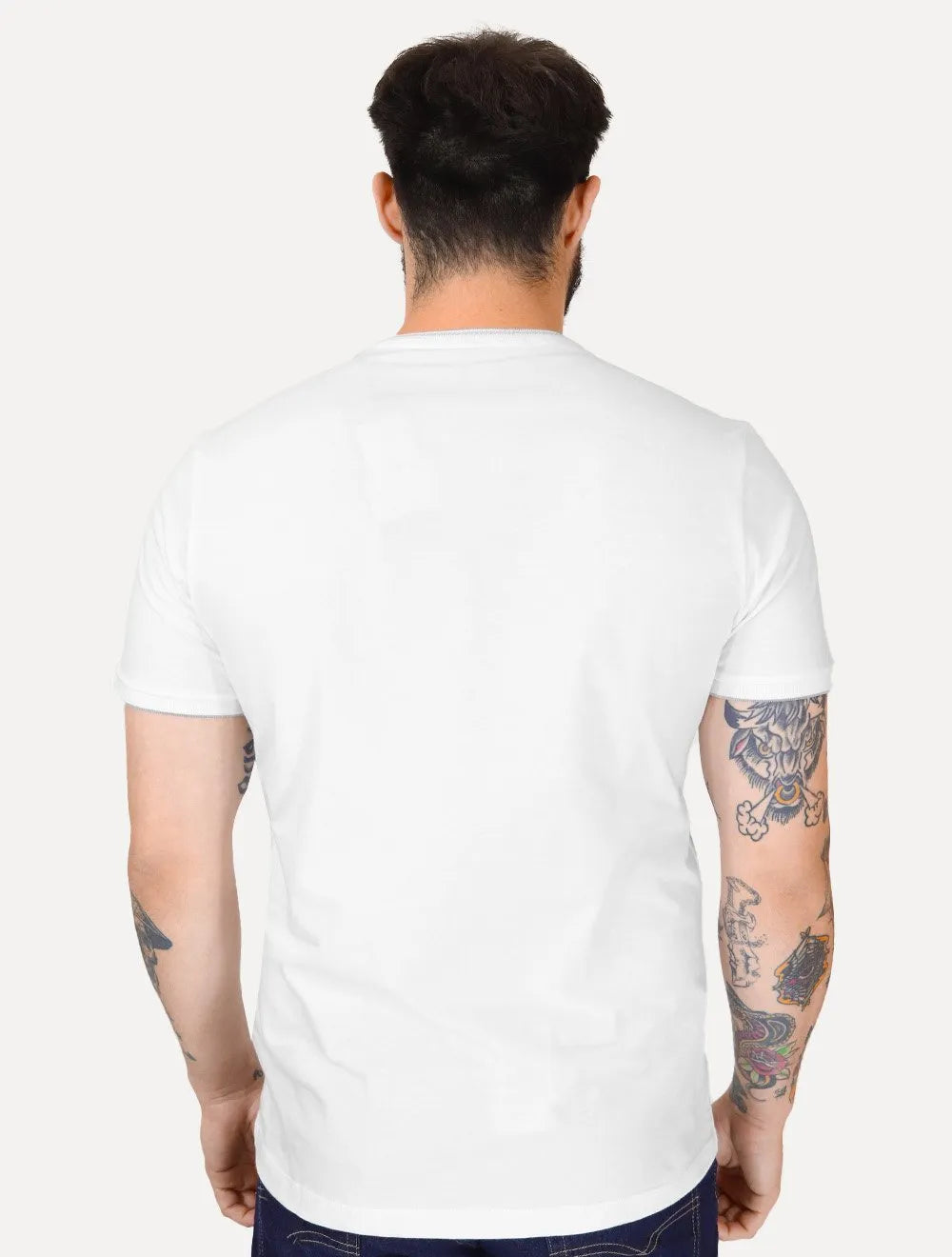 Camiseta Aramis Masculina Grey Friso Gola Branca