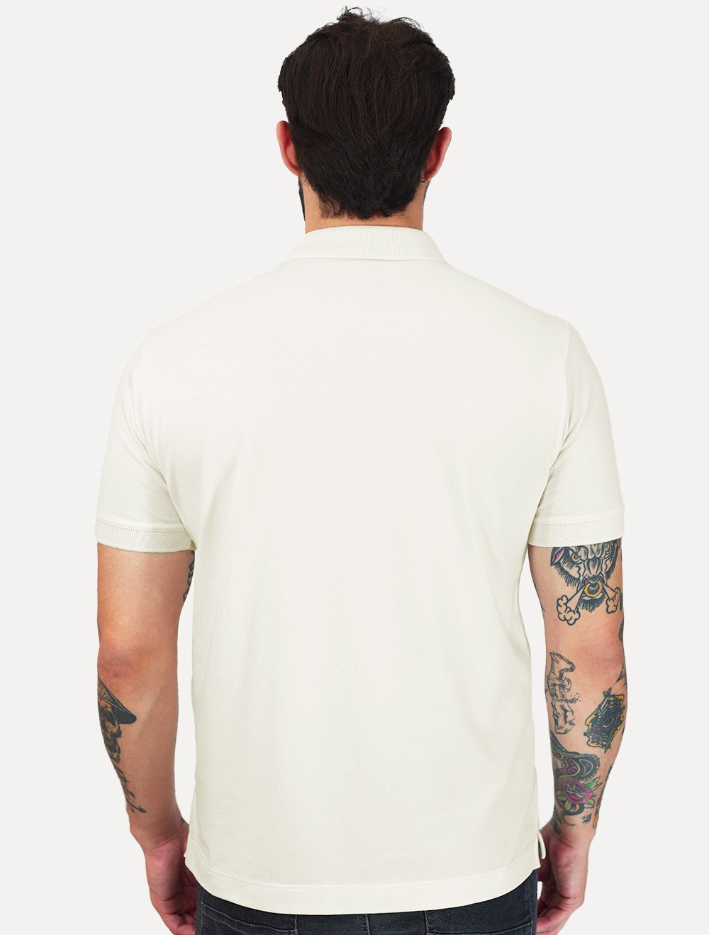 Polo K&J Black Masculina Premium Flex Slim Off-White