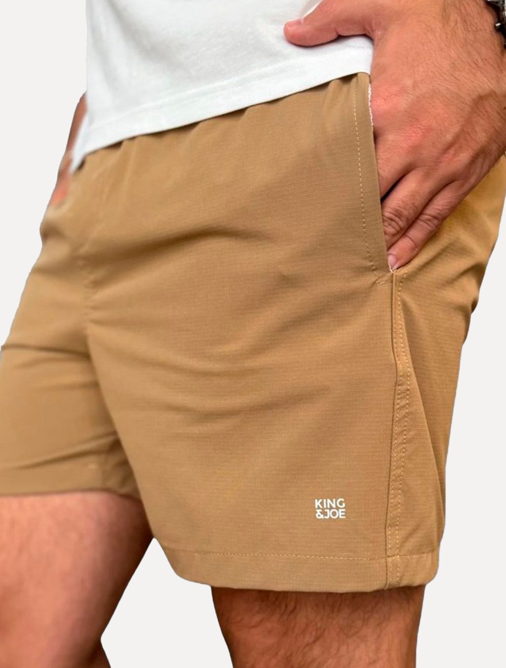 Short King & Joe Masculina Nylon Flex Ripstop Areia