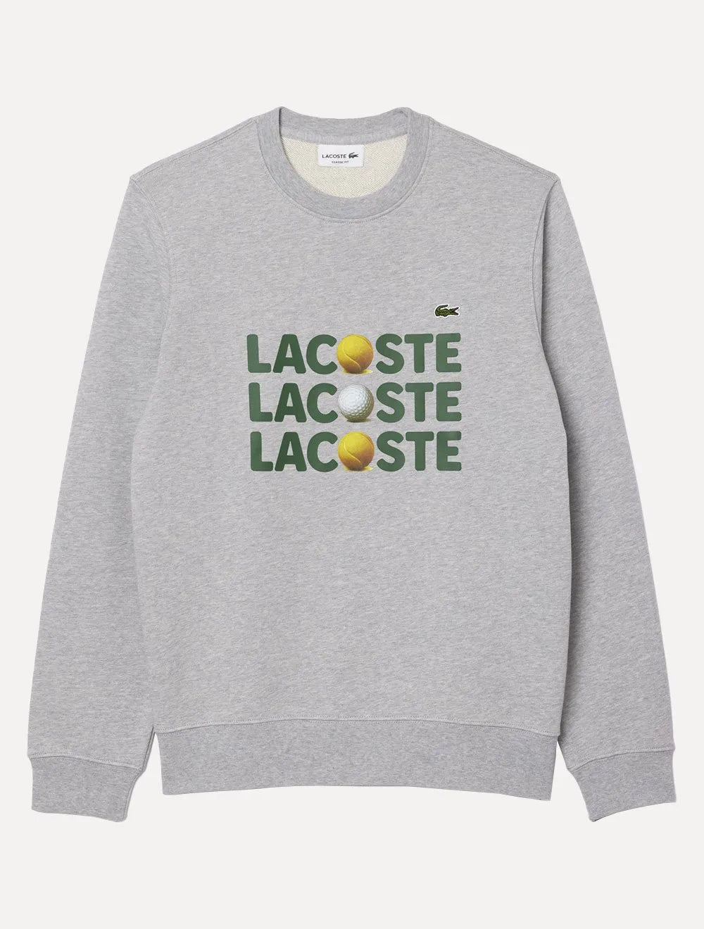 Moletom Lacoste Masculino Heavy Cotton Ball Print Cinza Mescla