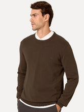 Suéter Dudalina Masculino Tricot Crewneck Basico Marrom Escuro