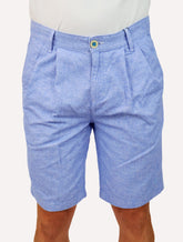 Bermuda Dudalina Masculina Sarja Right Oxford Azul Claro