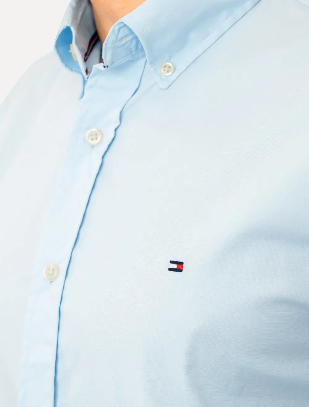 Camisa Tommy Hilfiger Masculina Regular Core Flex Poplin Azul Claro