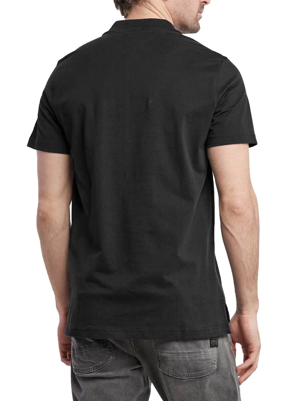 Polo Tommy Jeans Masculina Malha Regular Washed Jersey Preta