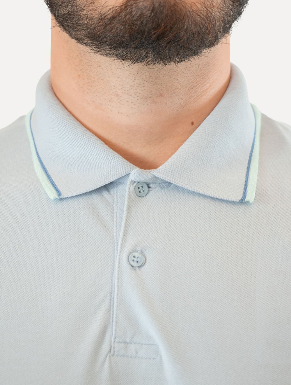 Polo Guess Masculina Piquet Frieze Logo Relief Azul Claro