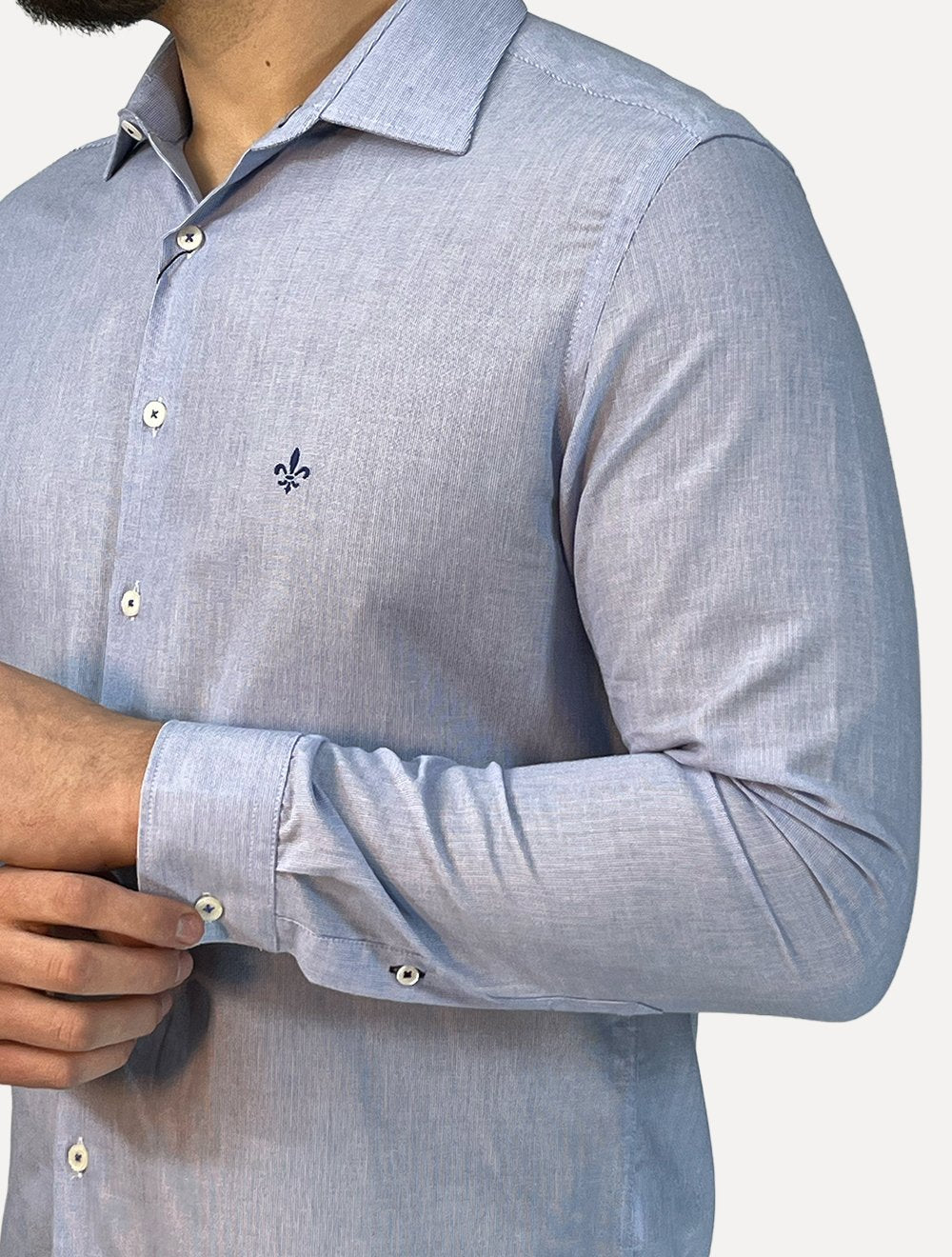 Camisa Dudalina Masculina Slim Fit Superfine Tricoline Cotton Azul Médio