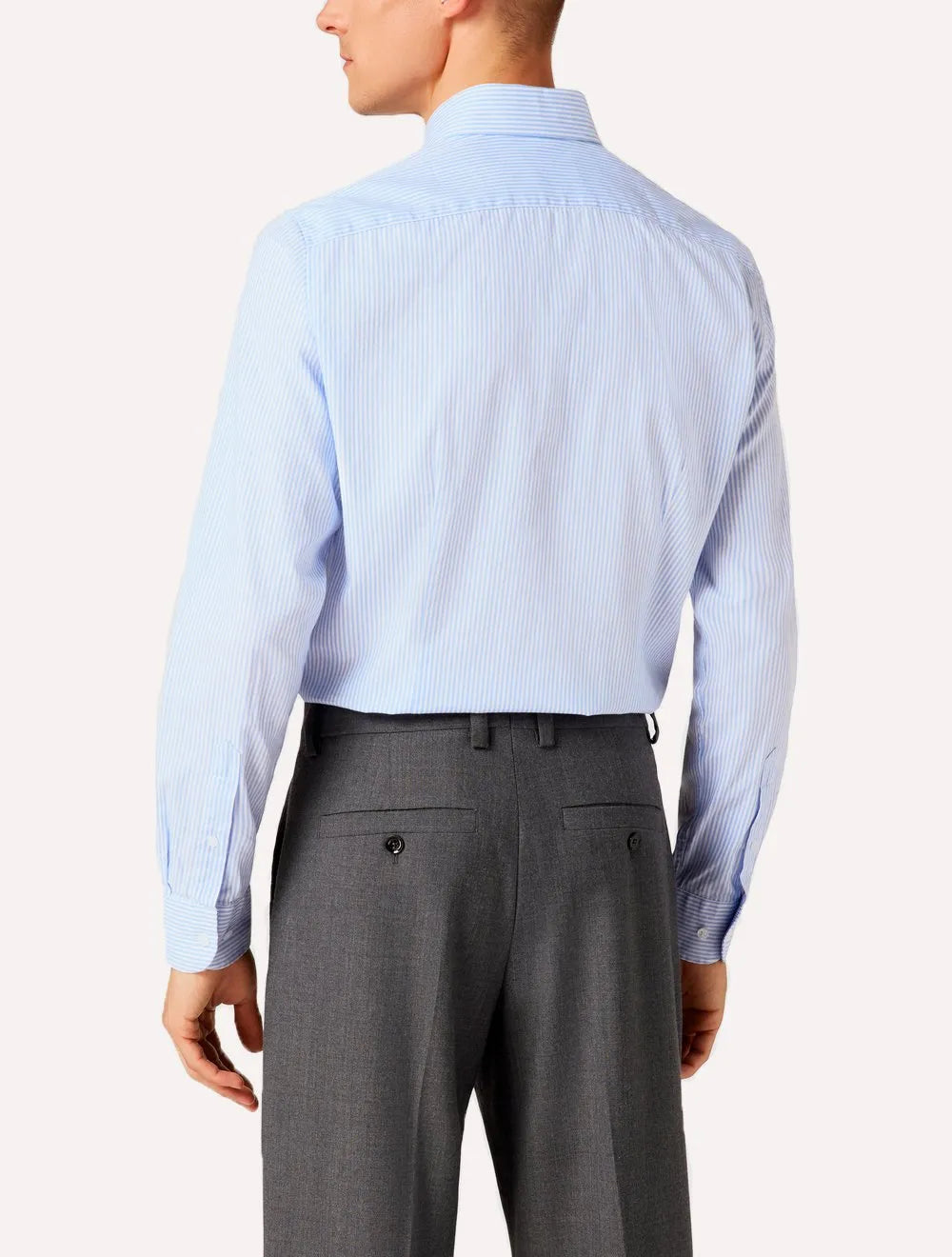 Camisa Tommy Hilfiger Masculina Regular Fine Striped Poplin Azul Claro