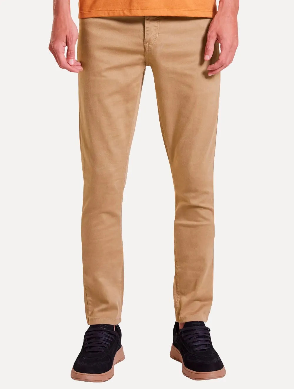 Calça Reserva Masculina Sarja Super Skinny Color Cáqui Escuro