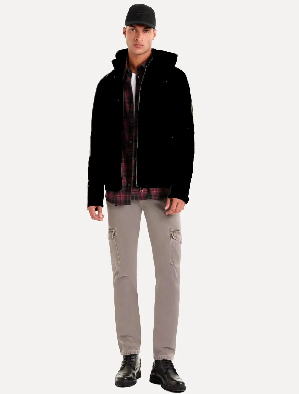 Jaqueta Ellus Masculina Vegan Leather Bomber Hoodie Preta