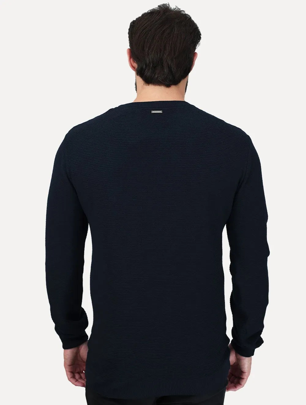 Suéter Calvin Klein Jeans Masculino Tricot Careca Ponto Links Azul Marinho