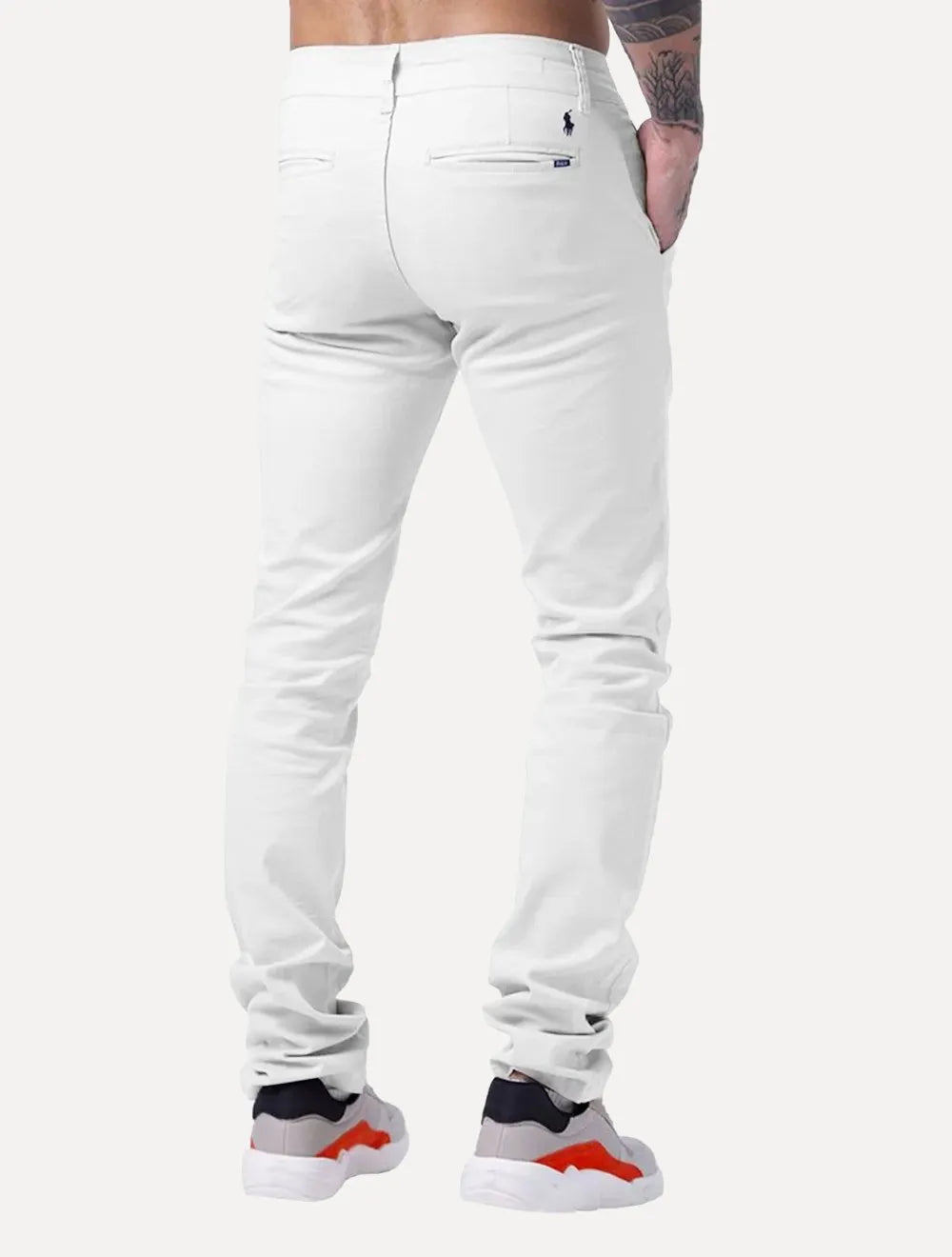 Calça Ralph Lauren Masculina de Sarja Chino Stretch Slim Fit Branca