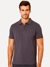 Polo Dudalina Piquet Essentials Cotton Basica Modal Cinza Escuro