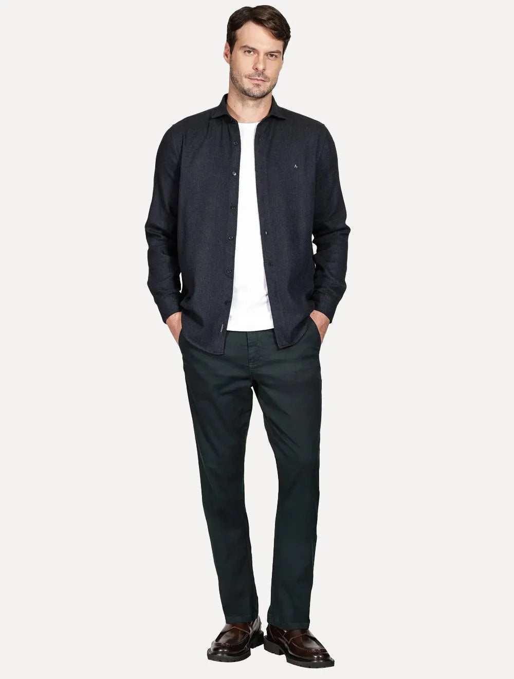 Calça Aramis Masculina Chino Regular Maquinetada Marinho