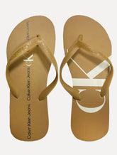 Chinelo Calvin Klein Jeans Logo Flow White Cáqui