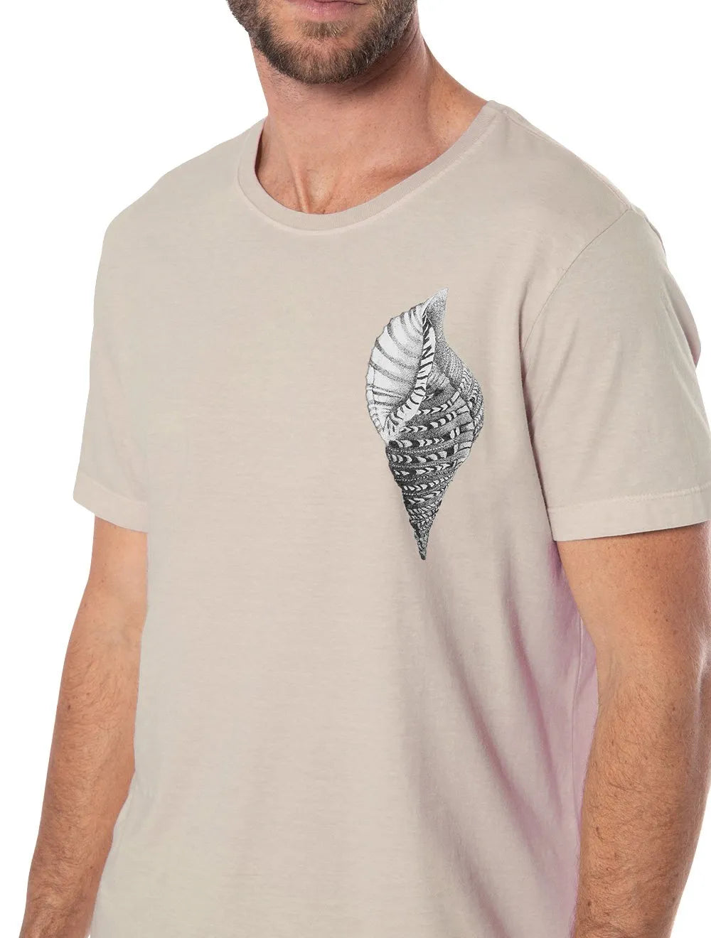 Camiseta Osklen Masculina Slim Stone Concha Areia