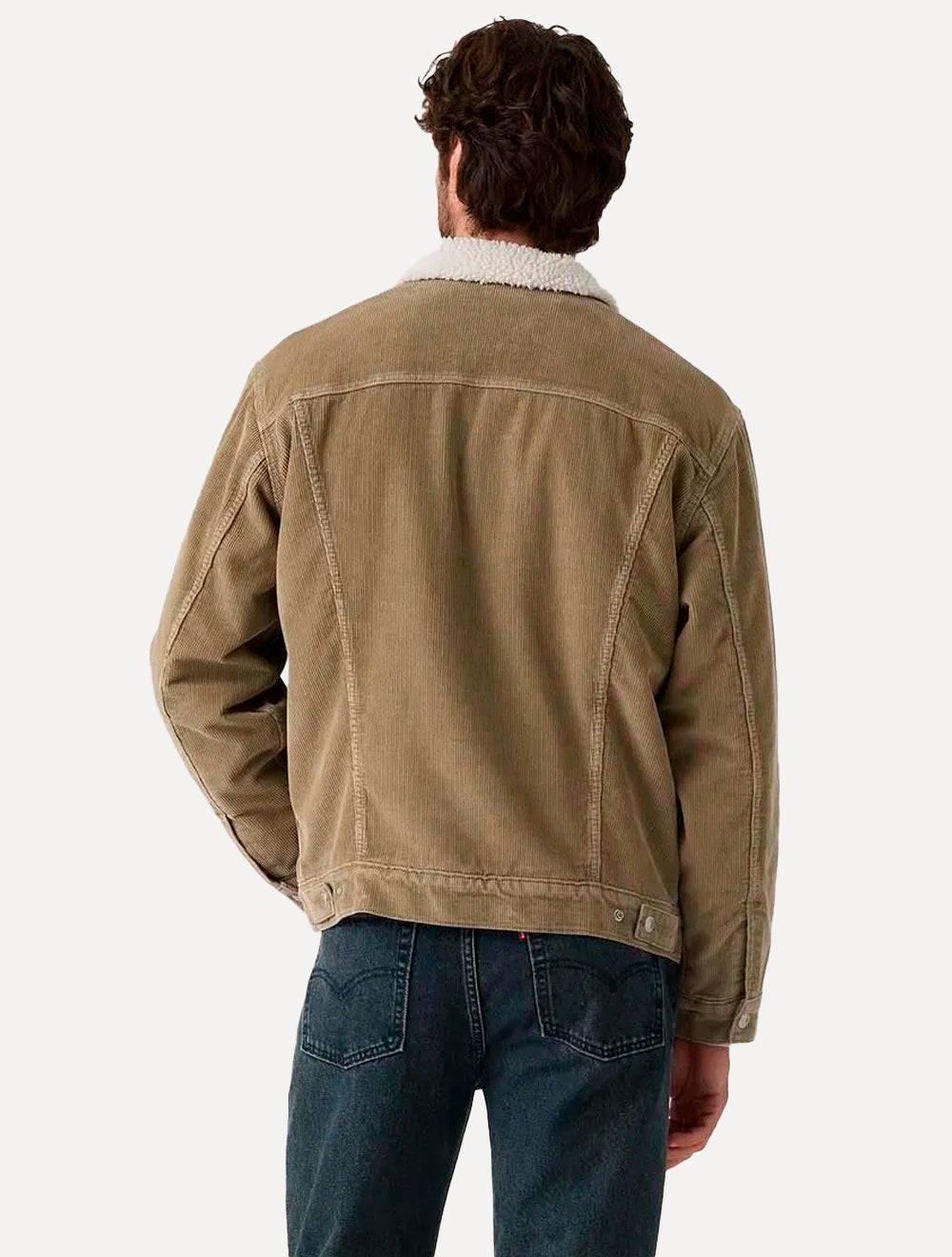 Jaqueta Levis Jeans Masculina Trucker Relaxed Sherpa Cáqui