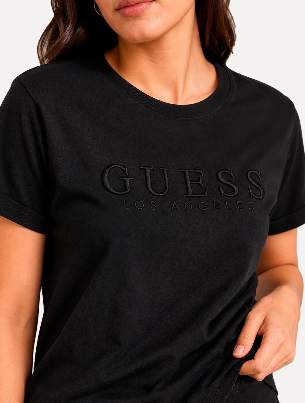 Camiseta Guess Feminina Los Angeles Embroidery Logo Preta