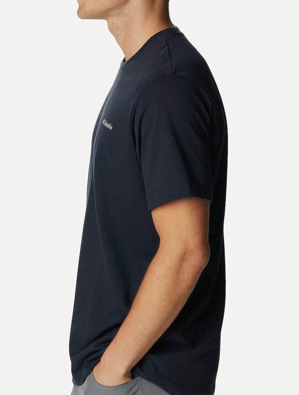 Camiseta Columbia Masculina Grey Logo Azul marinho