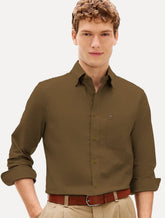 Camisa Tommy Jeans Masculina Regular Flannel Pocket Marrom Escuro