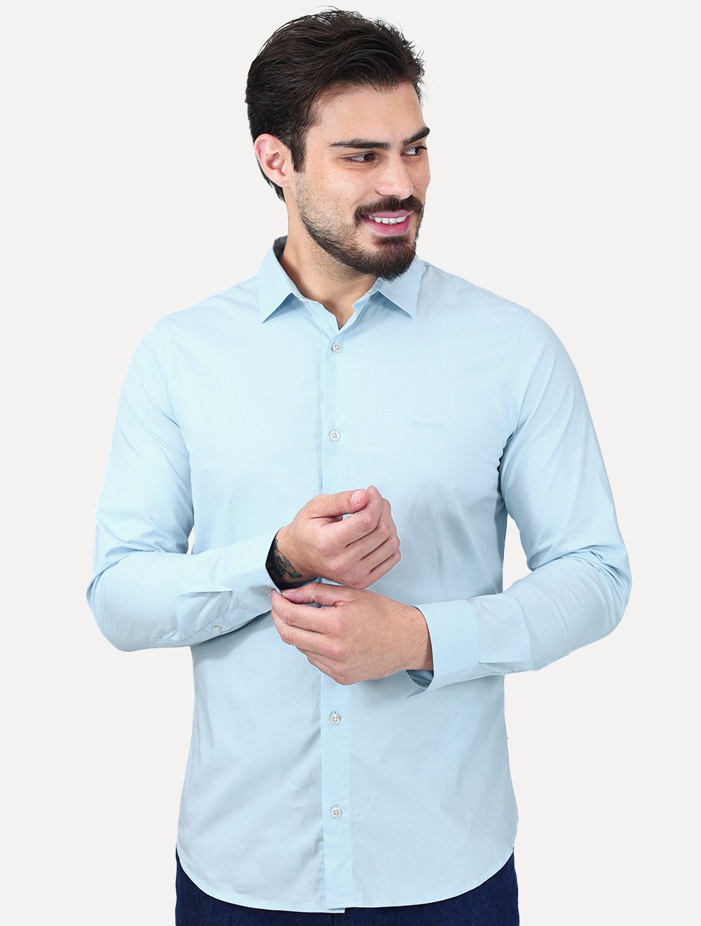 Camisa John John Masculina Slim Fit Light Azul Claro