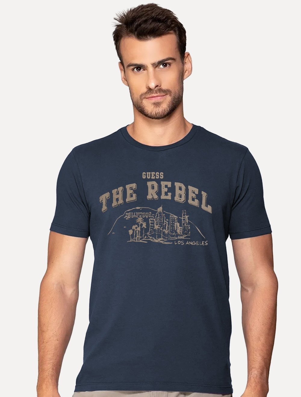 Camiseta Guess Masculina Los Angeles The Rebel Azul Marinho