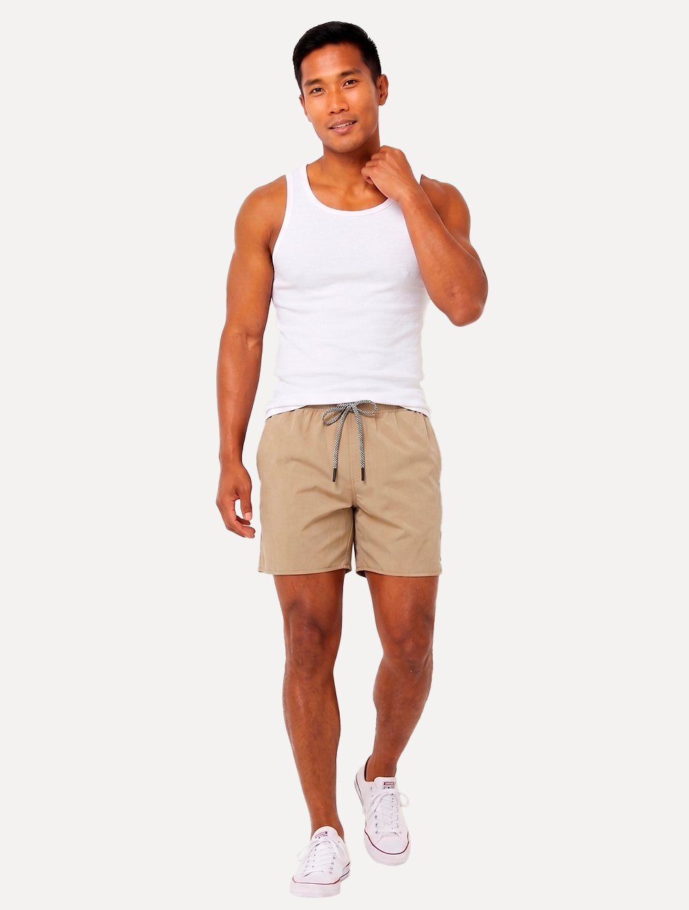 Short Aramis Masculino D'Água Elastico Logo Cáqui