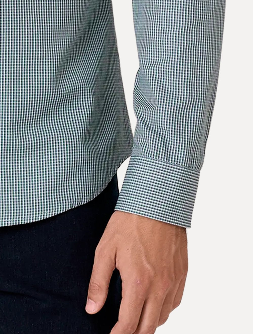 Camisa Dudalina Masculina Milano Superfine Cotton Micro Vichy Verde Escuro
