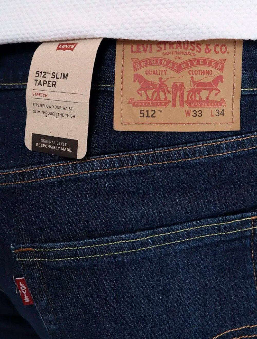 Calça Levis Jeans Masculina 512 Slim Taper Stretch Azul Marinho