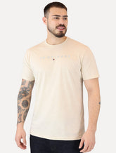 Camiseta Tommy Jeans Masculina Core Linear Logo Tee Cáqui Claro