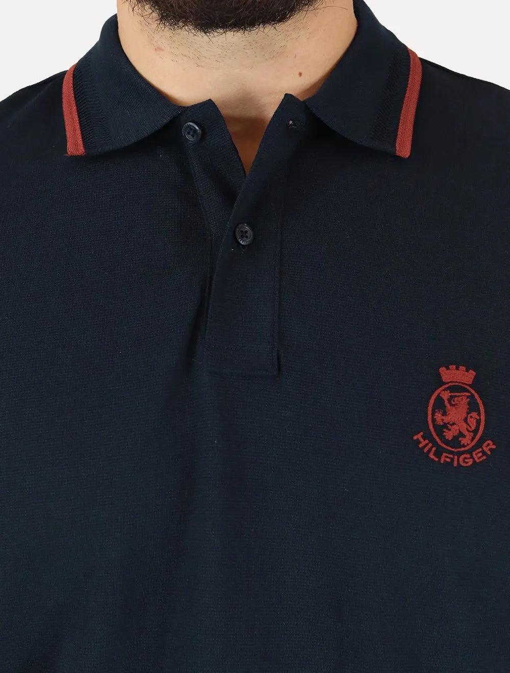 Polo Tommy Hilfiger Masculina Regular Holiday Crest Azul Marinho