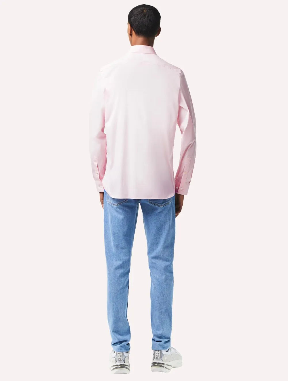 Camisa Lacoste Masculina Slim Fit Popeline Stretch Mono Rosa Claro