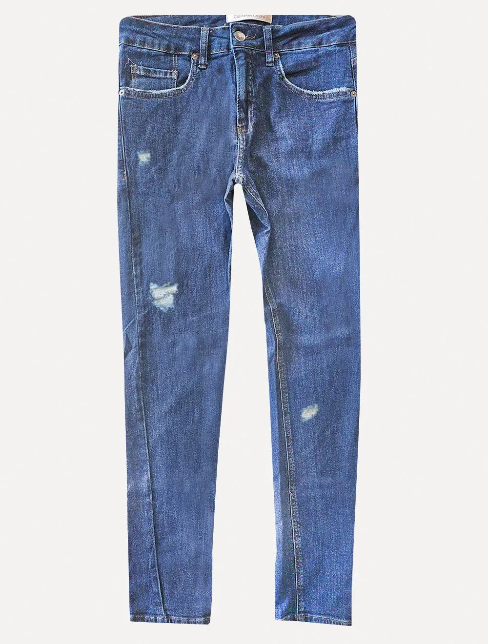 Calça Calvin Klein Jeans Masculina Stretch Destroyed Black Tag Azul Marinho.