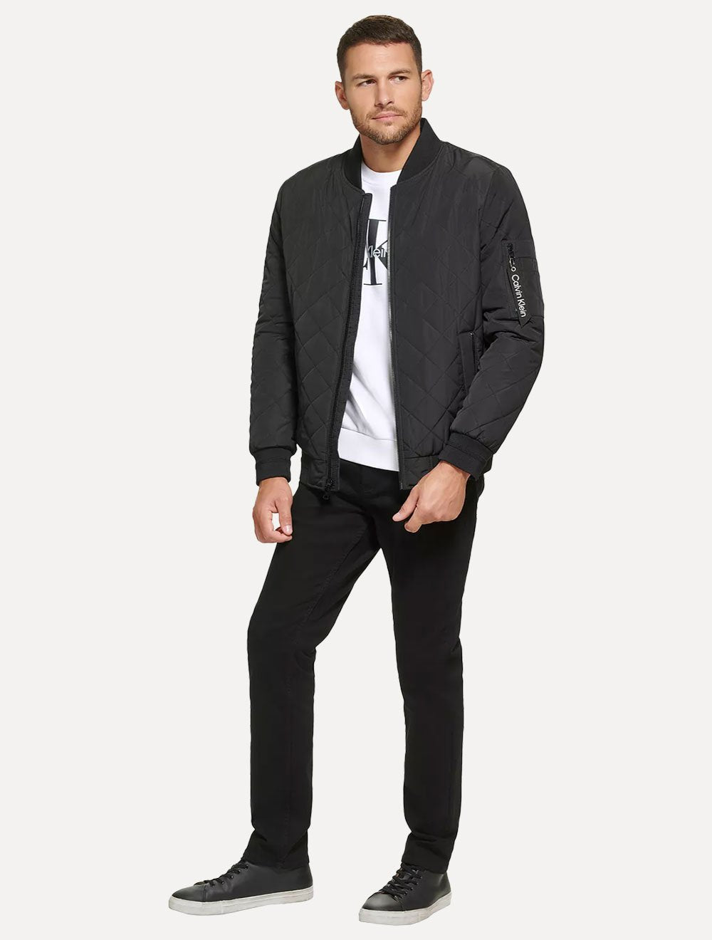 Jaqueta Calvin Klein Bomber CK Zip Preta
